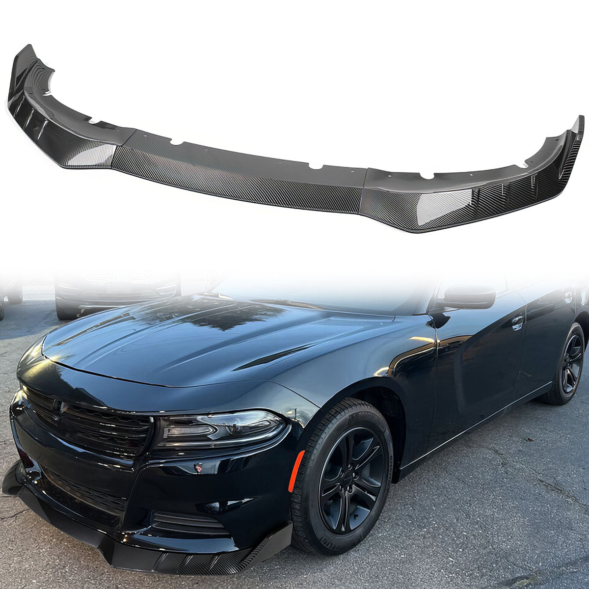 2015-2023 Dodge Charger IKON V3 Style Front Bumper Lip ABS