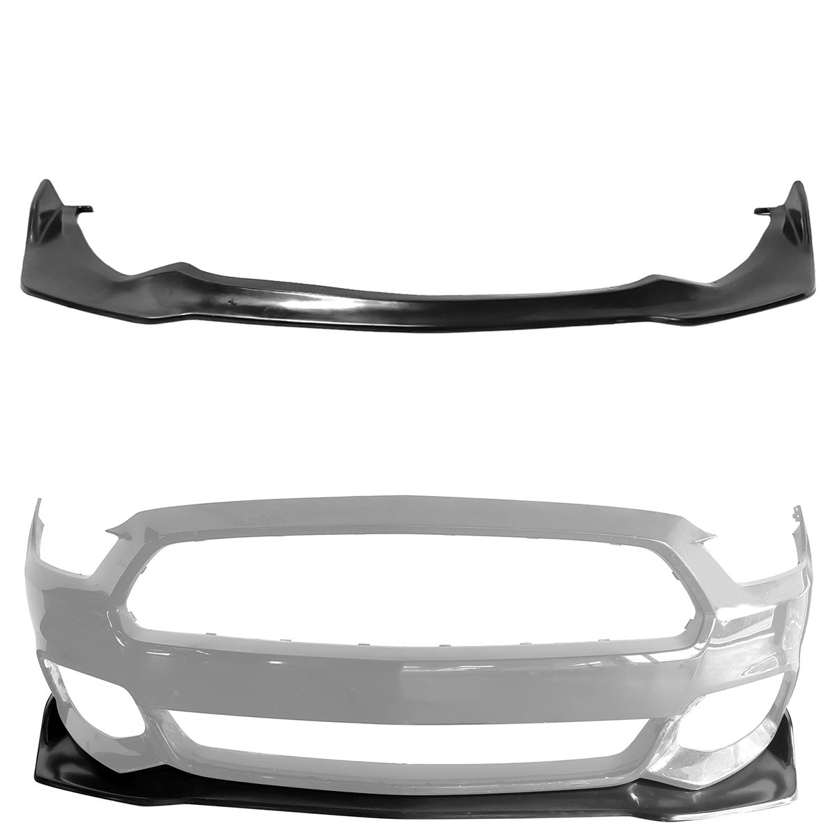 2015-2017 Ford Mustang MDA V2 Style Unpainted Black Front Bumper Lip