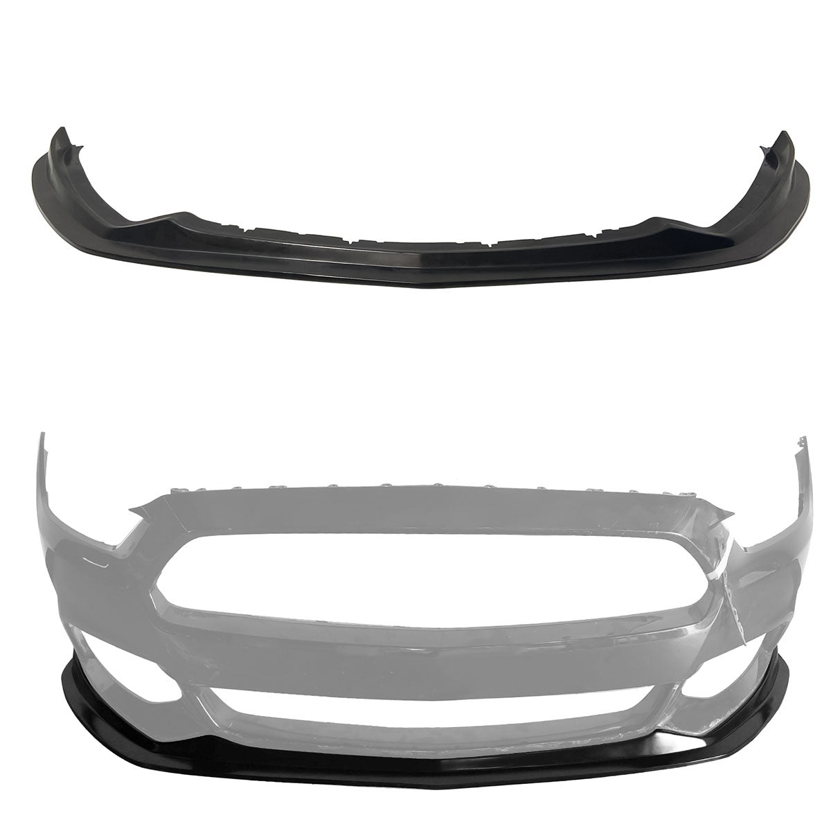 2015-2017 Ford Mustang MDA Style Unpainted Black Front Bumper Lip PU