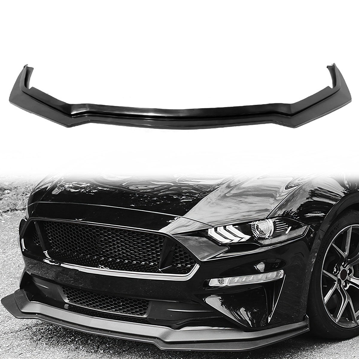 2018-2021 Ford Mustang GT Perf. Style Unpainted Front Bumper Lip PU