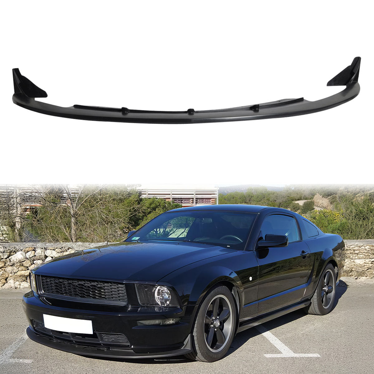 2005-2009 Ford Mustang V8 Type CV3 Black Front Bumper Lip PU