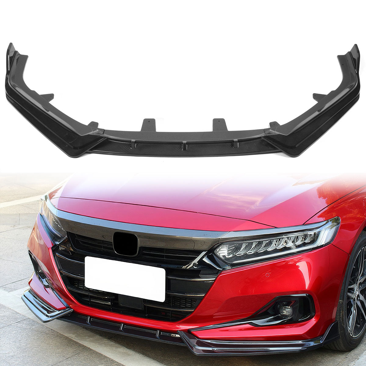 2021-2022 Honda Accord IKON V1 Style Front Bumper Lip Spoiler 3PCS PP