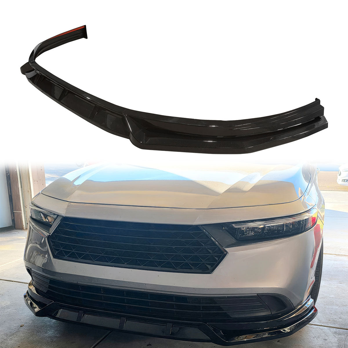 2023-2025 Honda Accord V4 Style 3PCS Front Bumper Lip Gloss Black PP