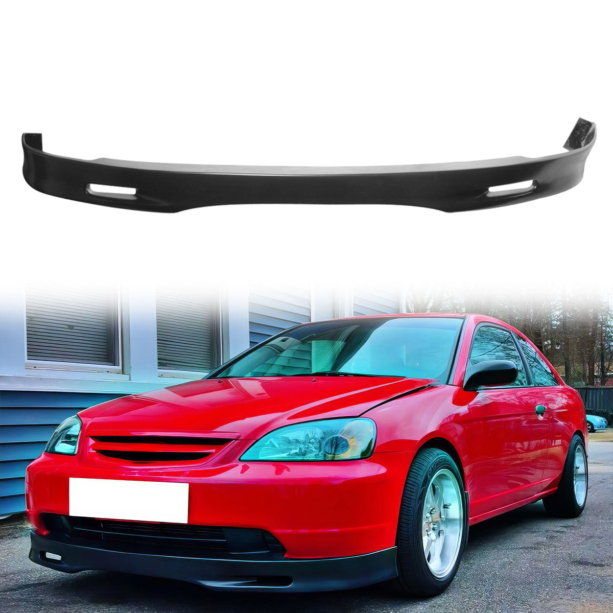 2001-2003 Honda Civic Coupe Sedan Unpainted Front Bumper Lip PU