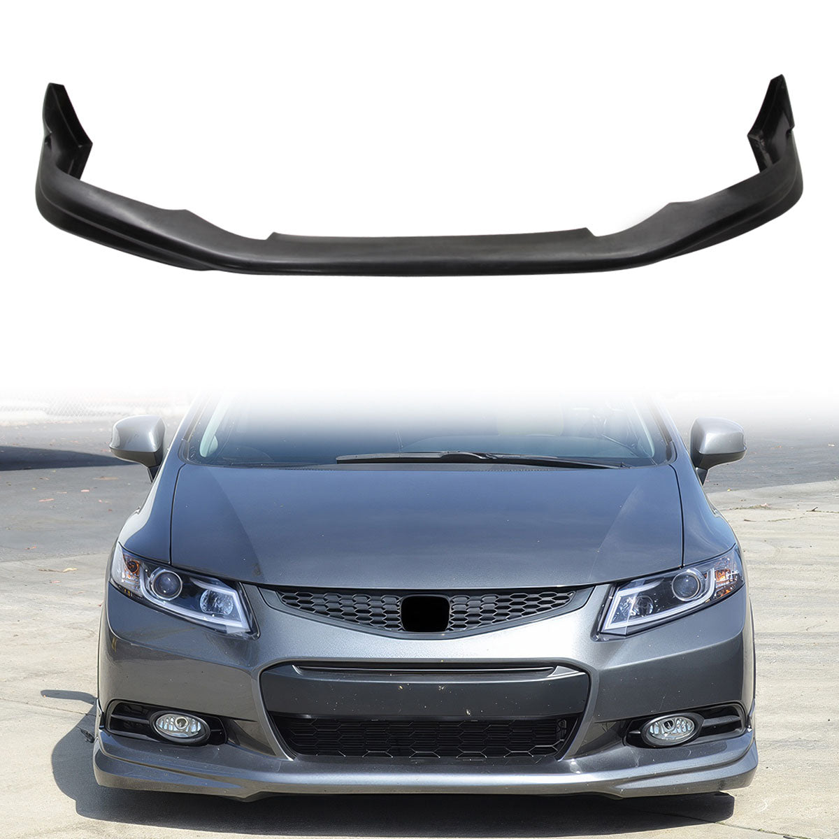 2012-2013 Honda Civic Coupe USDM MD Style Black Front Bumper Lip PU