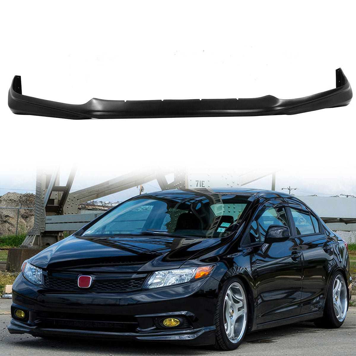 2012 Honda Civic 4Dr Sedan USDM MD Style Front Bumper Lip PU