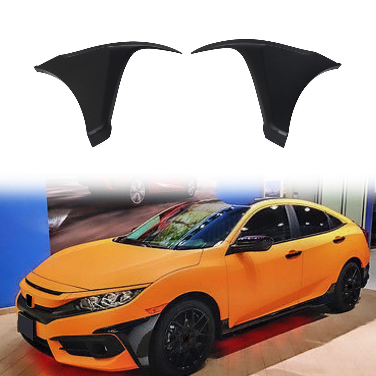 2016-2018 Honda Civic HF-P Style Painted Front Bumper Lip Splitters