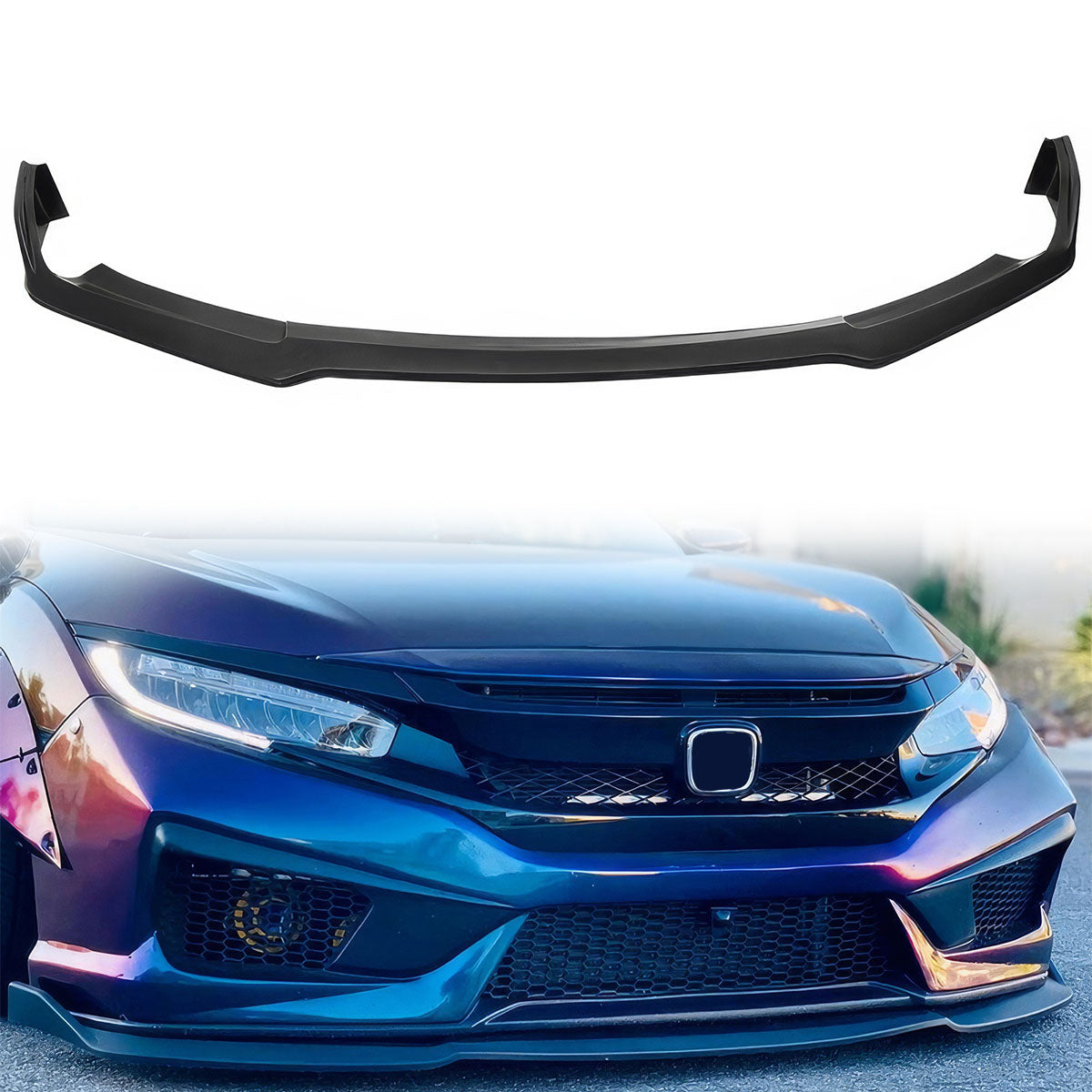 2016-2018 Honda Civic 10th Non-Si Type R Front Bumper Lip Spoiler PU