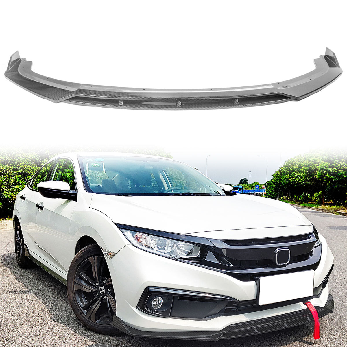 2019-2021 Honda Civic IKON V3 Style Front Bumper Lip Chin Spoiler 2PC