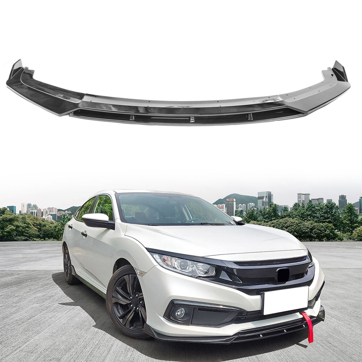 2019-2021 Honda Civic IKON V3 Style Front Bumper Lip Chin Spoiler 2PC