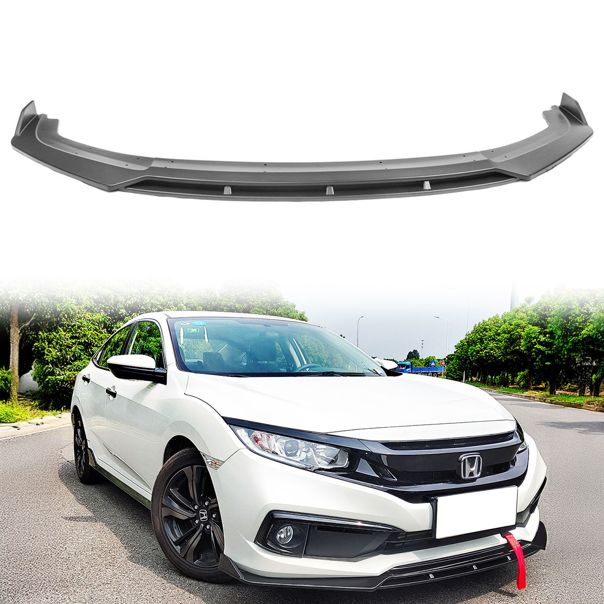 2019-2021 Honda Civic IKON V3 Style Front Bumper Lip Chin Spoiler 2PC
