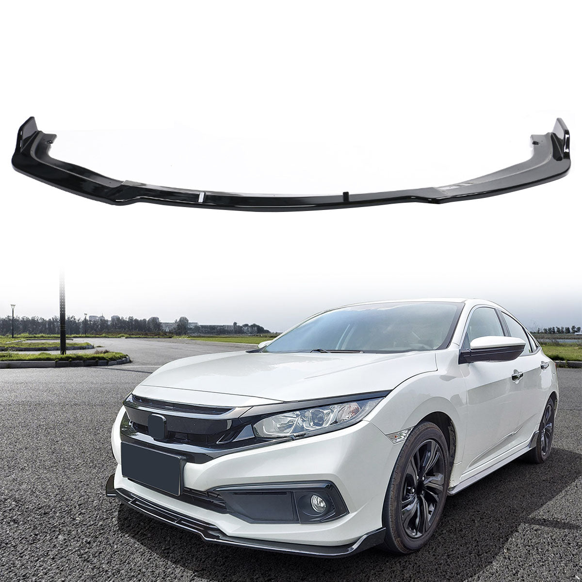 2019-2021 Honda Civic IKON V4 Style Front Bumper Lip Chin Spoiler 1PC