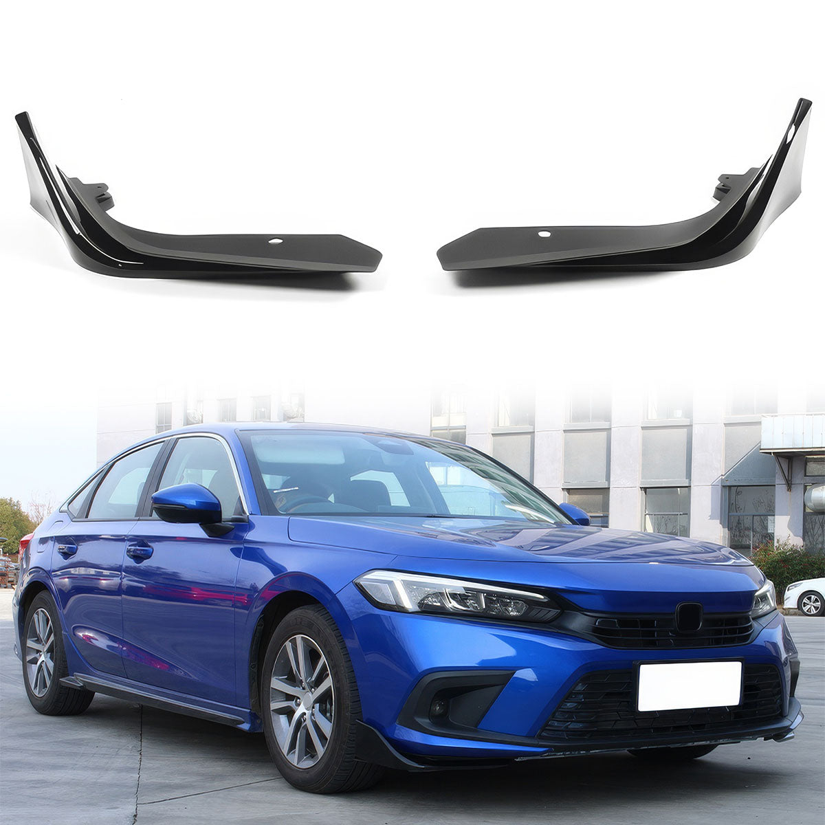 2022-2023 Honda Civic 4DR MD Style Front Bumper Lip Splitter 2PCS PP