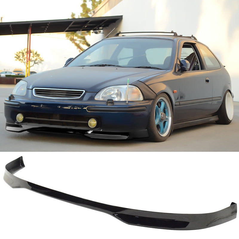 1996-1998 Honda Civic EK 2Dr Type R Painted Black Front Bumper Lip PU
