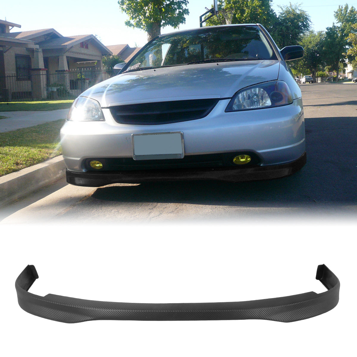 2001-2003 Honda Civic Type-R Style Unpainted Black Front Bumper Lip PU