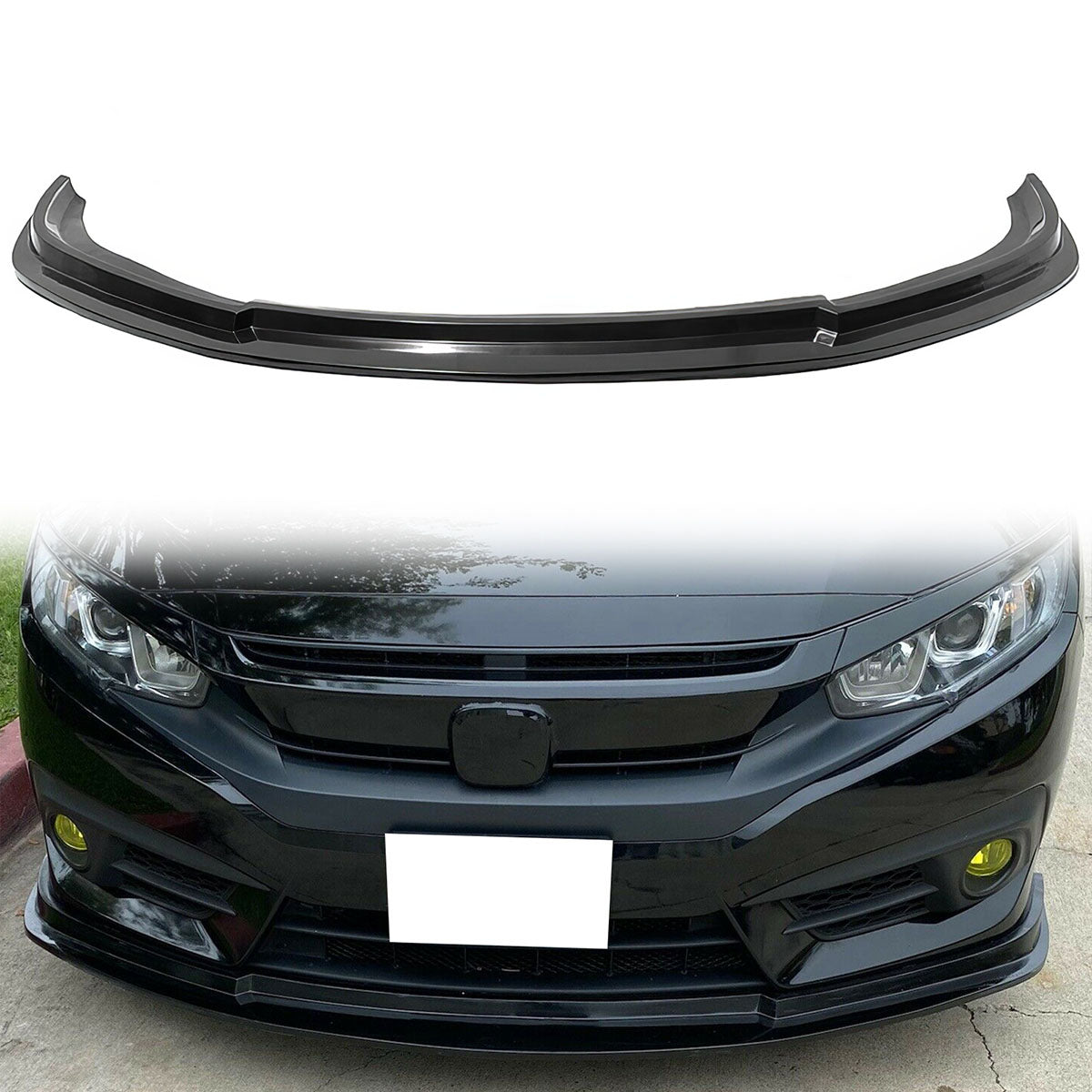 2016-2018 Honda Civic Coupe Sedan MDA Style Unpainted Front Bumper Lip