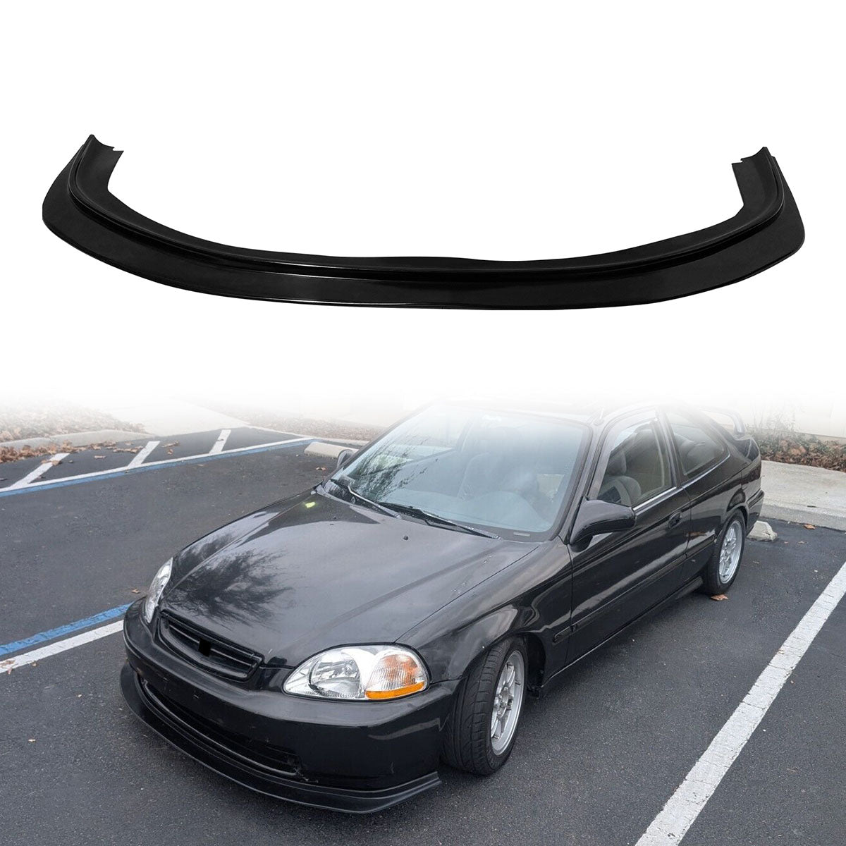 1996-1998 Honda Civic DP Style Unpainted Black Front Bumper Lip Kit PU