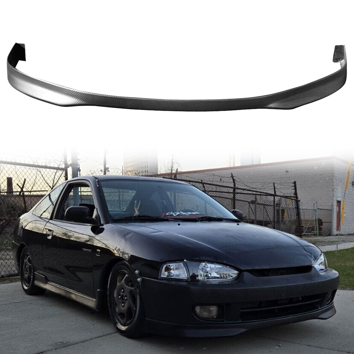 1999-2000 Honda Civic TR Unpainted Black CF Style Front Bumper Lip PU