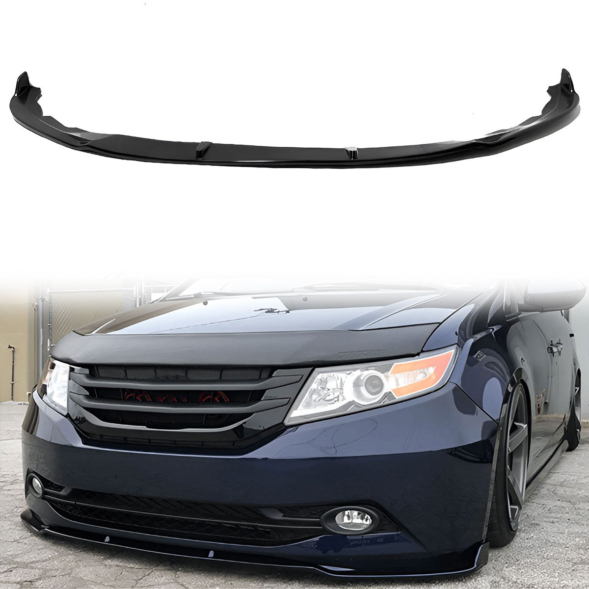 2011-2017 Honda Odyssey CK Style Unpainted Black Front Bumper Lip PU