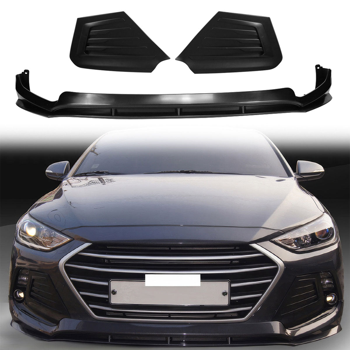 2017-2018 Hyundai Elantra SPW Style Front Bumper Lip W/Covers PP