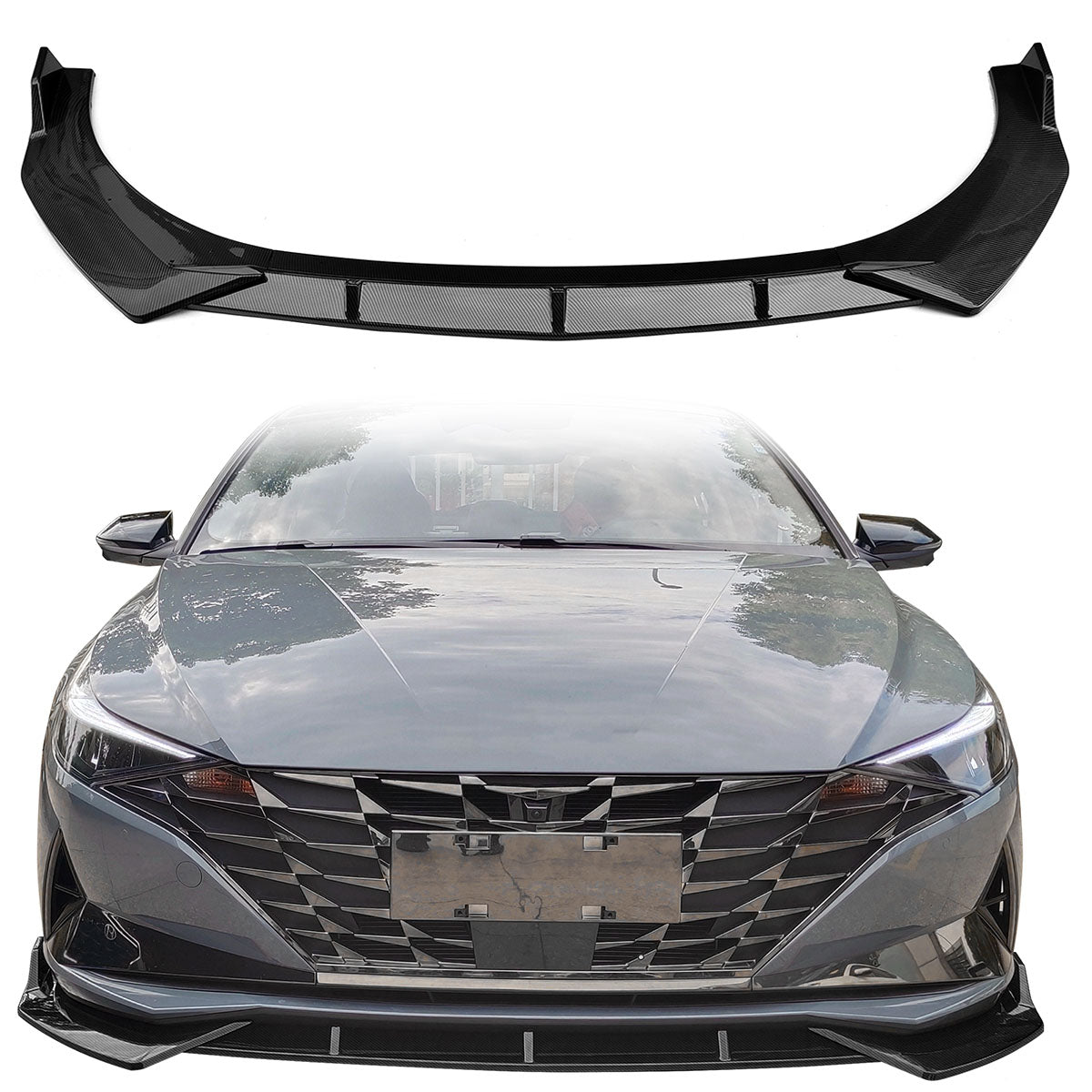 2021-2023 Hyundai Elantra 4DR Sedan Front Bumper Lip Spoiler PP 3PC