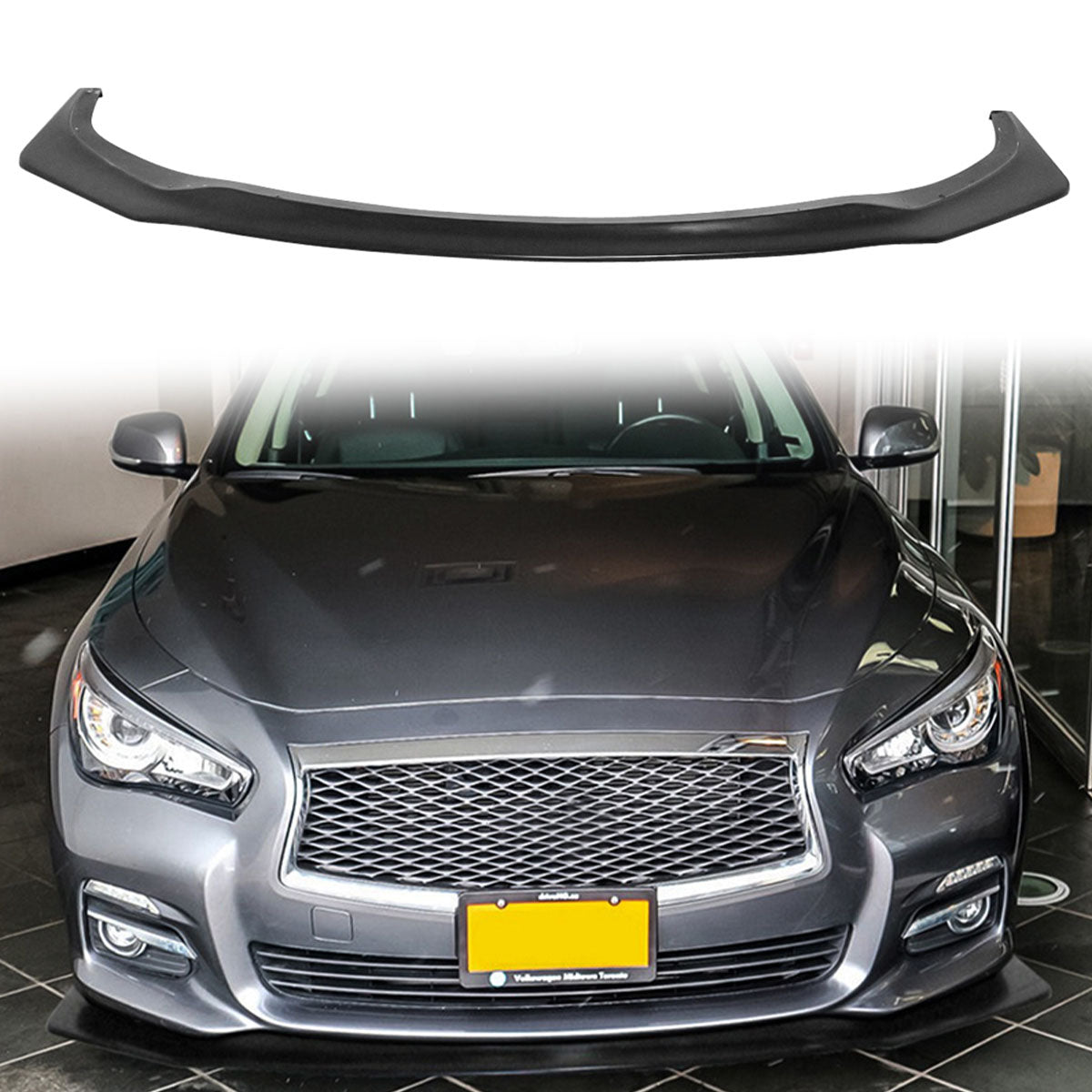 2014-2017 Infiniti Q50 IKON V6 Style Black Front Bumper Lip PU