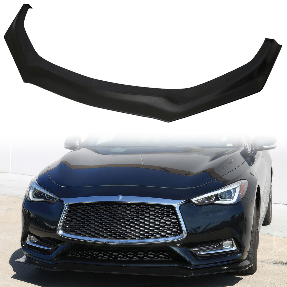 2017-2018 Infiniti Q60 V4 Style Front Bumper Lip - PU