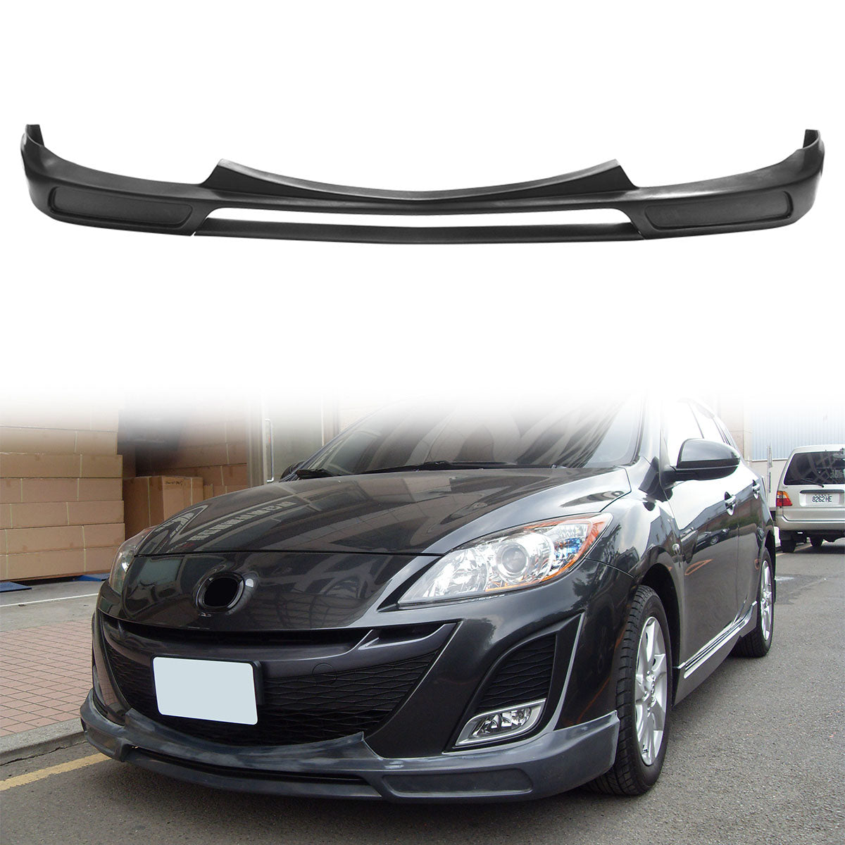 2009-2011 Mazda 3 K Style Unpainted Black Front Bumper Lip Spoiler Pu