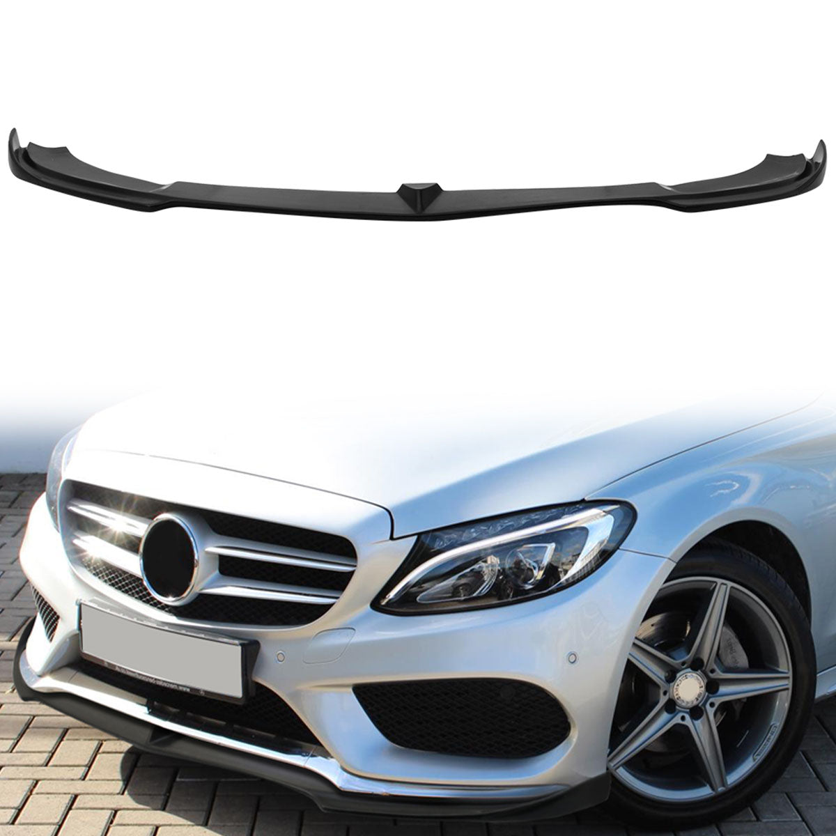 2015-2018 Benz W205 Sport DP Style Unpainted Black Front Bumper Lip PU