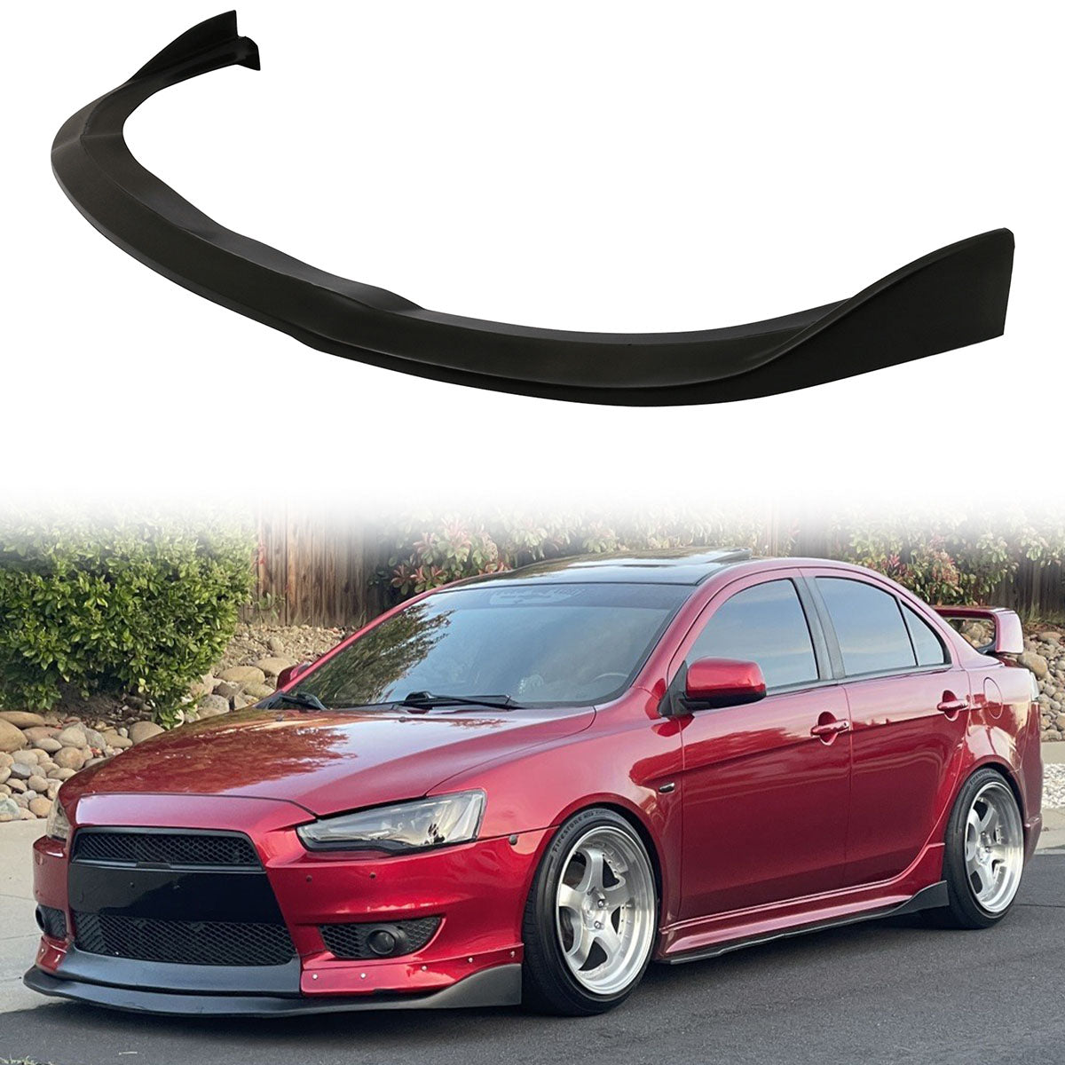 2009-2015 Mitsubishi Lancer CS Unpainted Black Front Bumper Lip PU