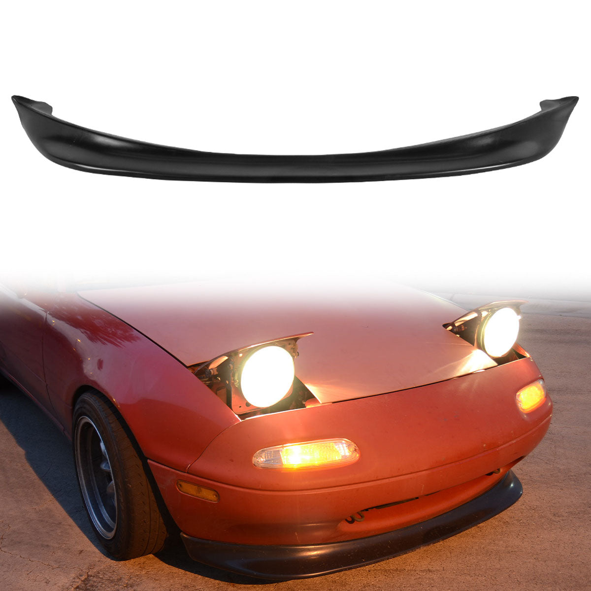 1990-1997 Mazda Miata GV Type2 Unpainted Black Front Bumper Lip PU