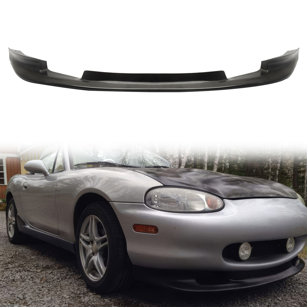 1999-2000 Mazda Miata MX-5 GV Unipainted Black Front Bumper Lip PU