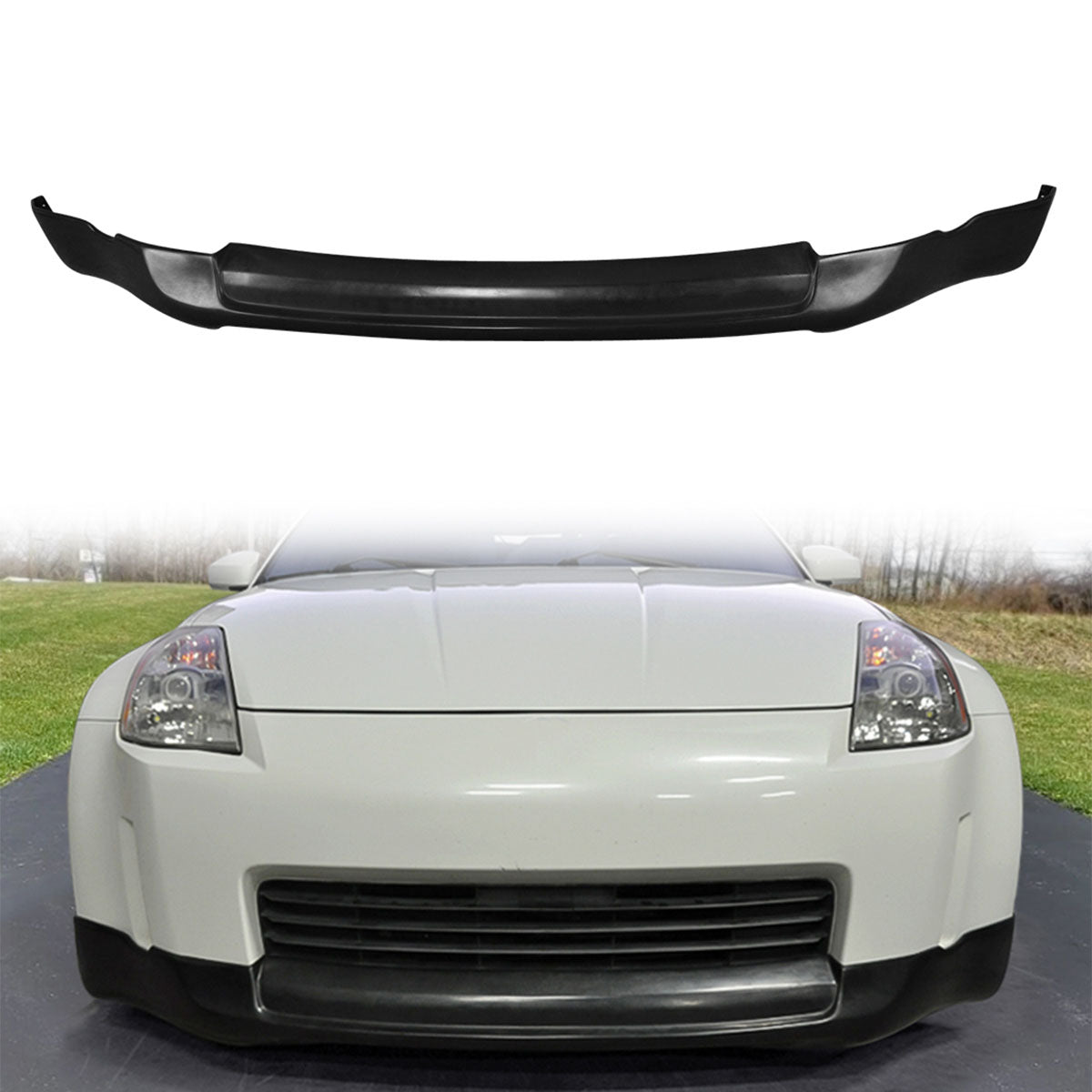 2003-2005 Nissan 350Z ING-S Style Unpainted Black Front Bumper Lip PU