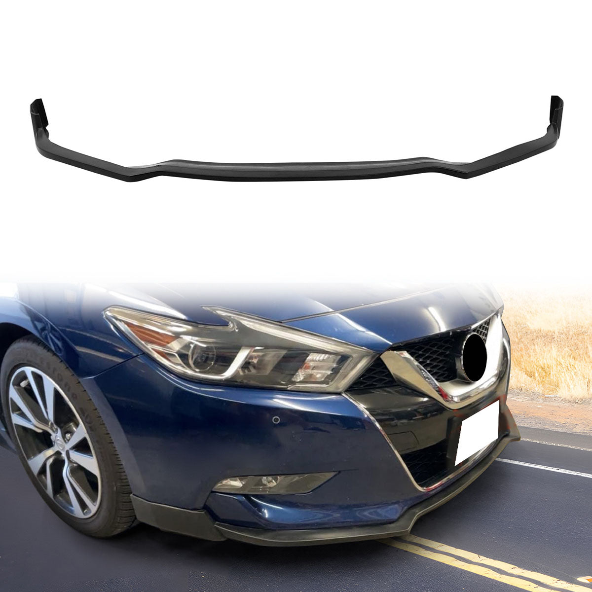2016-2018 Nissan Maxima Unpainted Black Front Bumper Lip Splitter PU