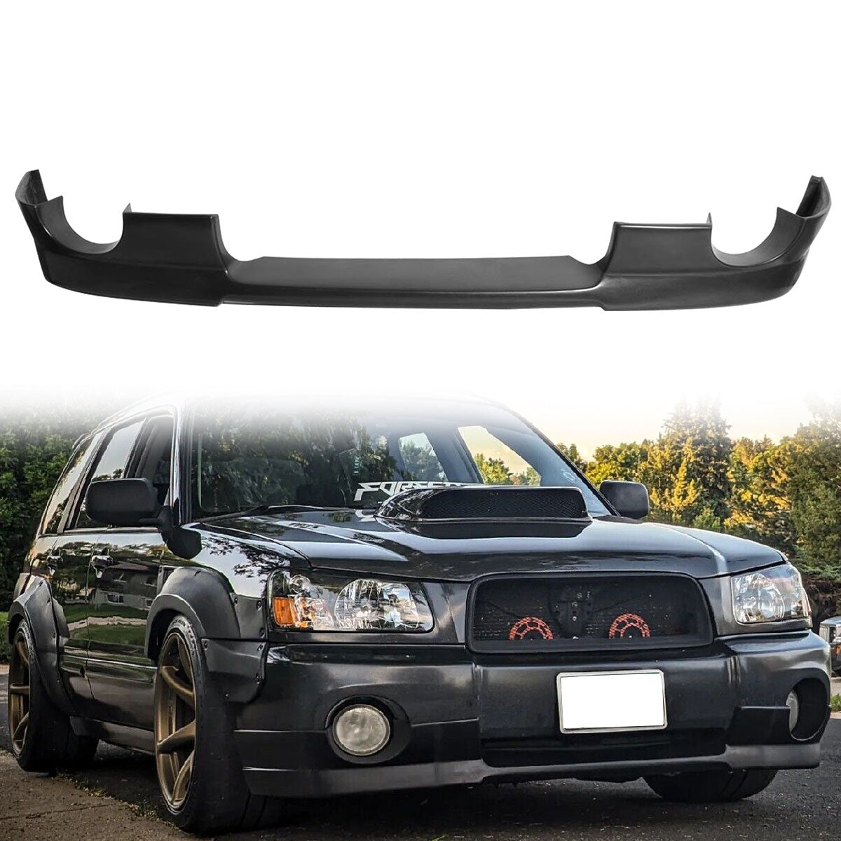 2003-2005 Subaru Forester DS Style Unpainted Black Front Bumper Lip PU