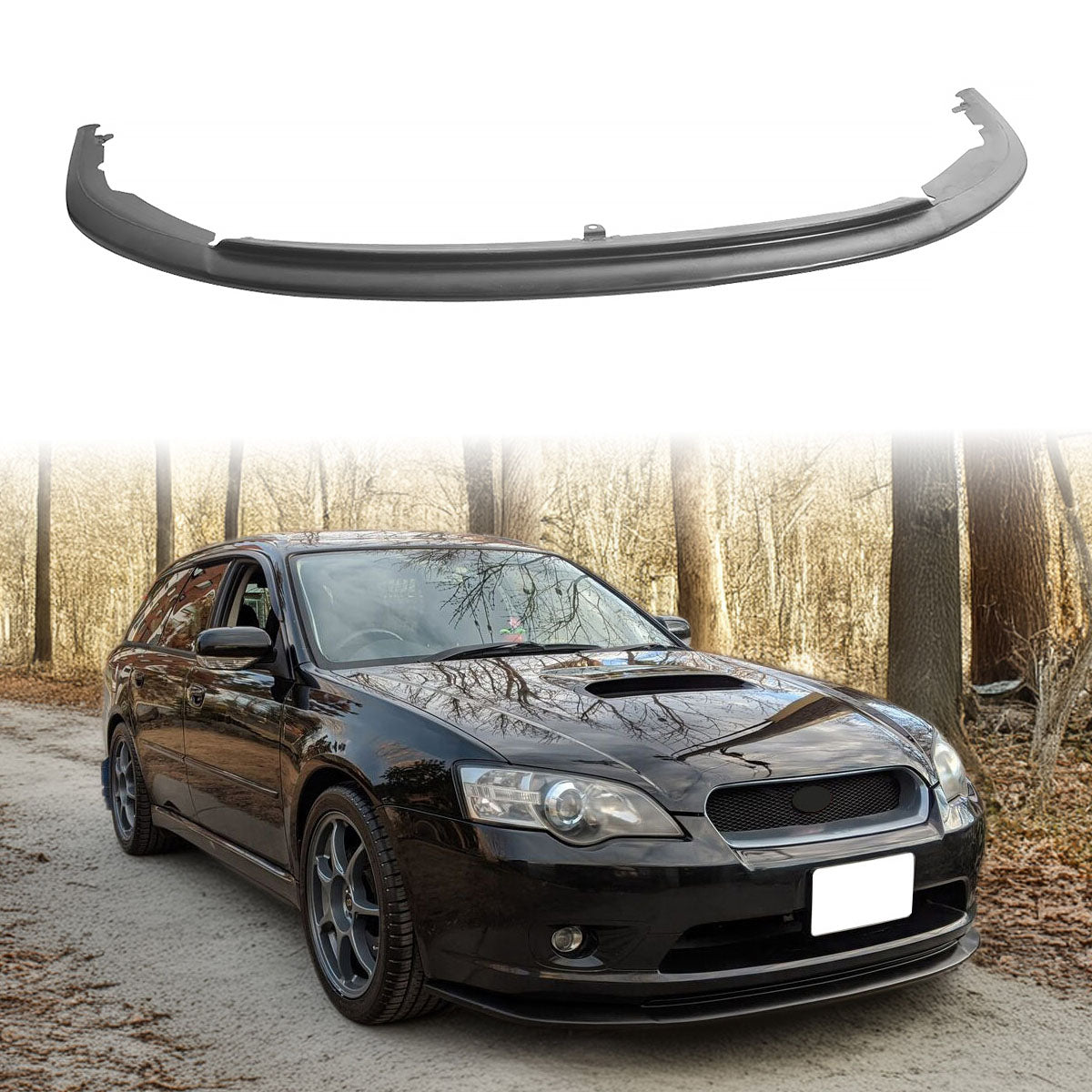 2005-2007 Subaru Legacy STI Style Unpainted Black Front Bumper Lip PU