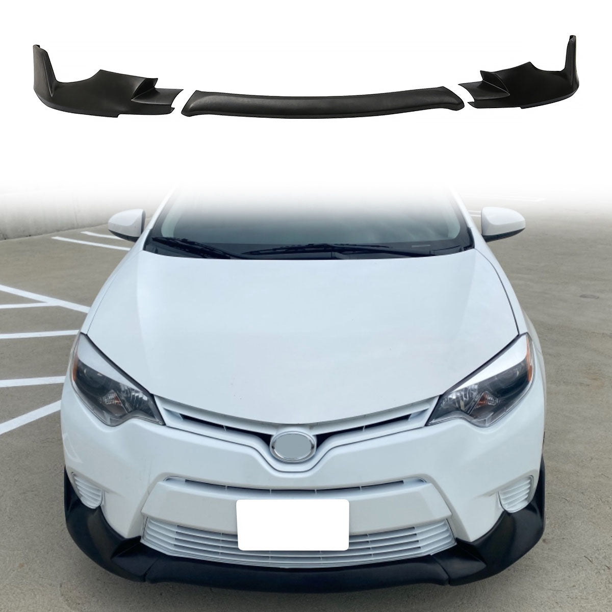 2014-2016 Toyota Corolla Sport Unpainted Black Front Bumper Lip PU 3PC