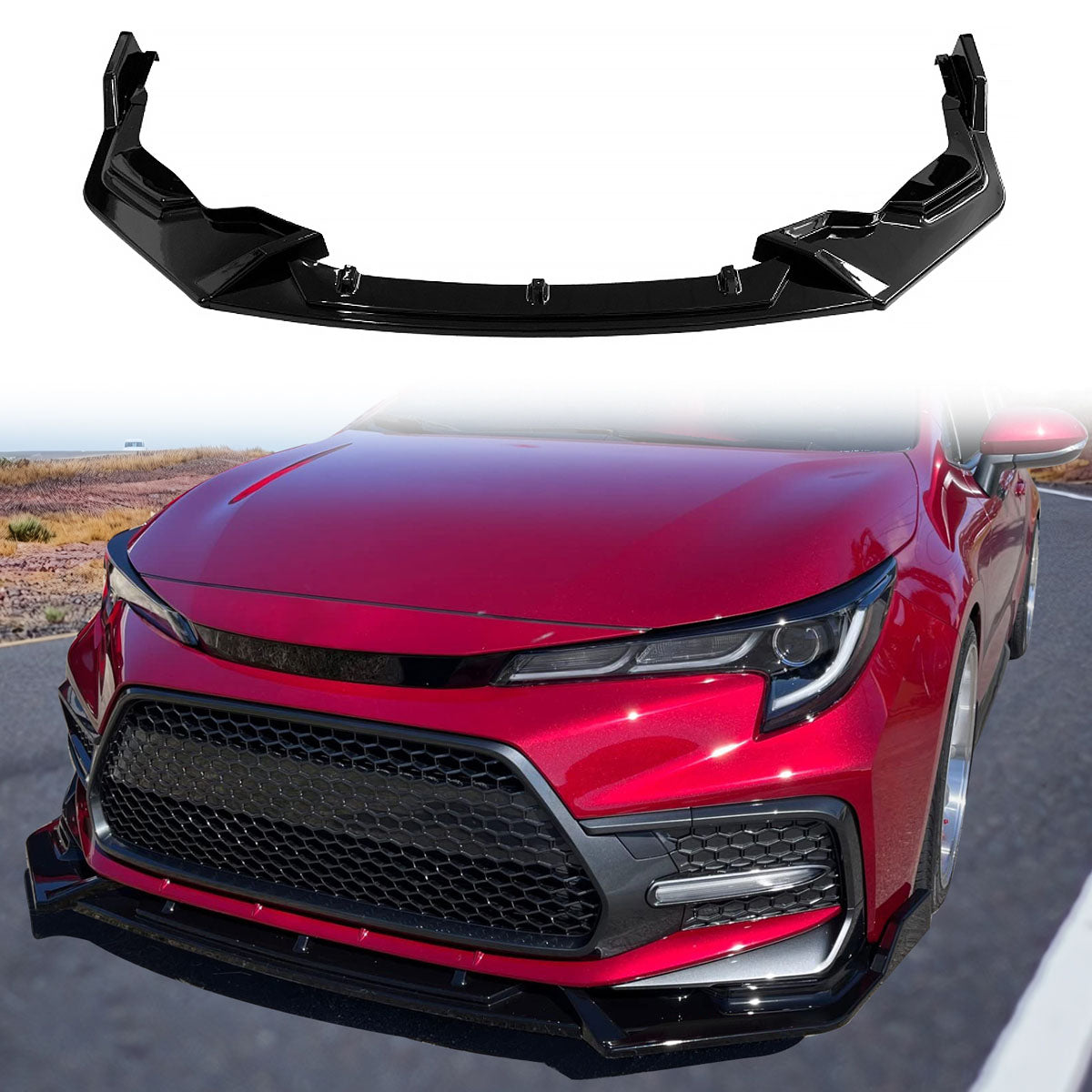 2020-2022 Toyota Corolla SE XSE C Style Front Bumper Lip PP 3PC
