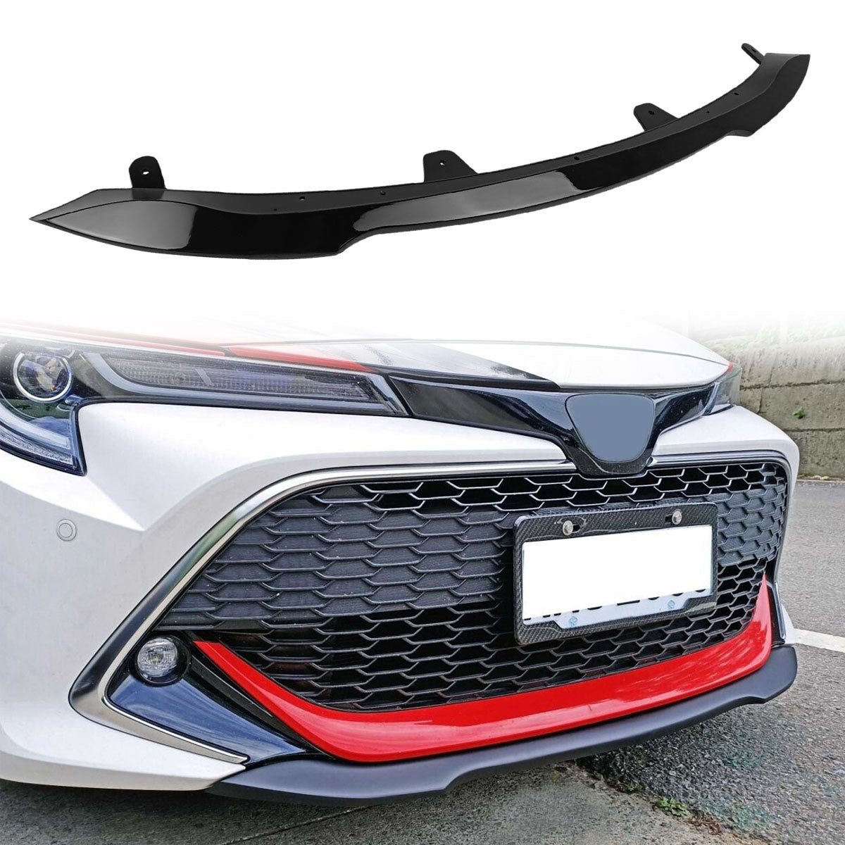 2019-2021 Toyota Corolla Auris 3rd 5-Door Gloss Black Front Bumper Lip