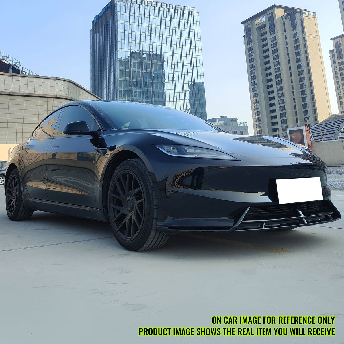 2024-2025 Tesla Model 3 IKON2 Style Front Bumper Lip Matte Black PP