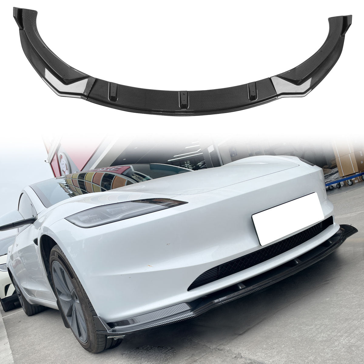 2024-2025 Tesla Model 3 IKON Style 3PC Front Bumper Lip PP