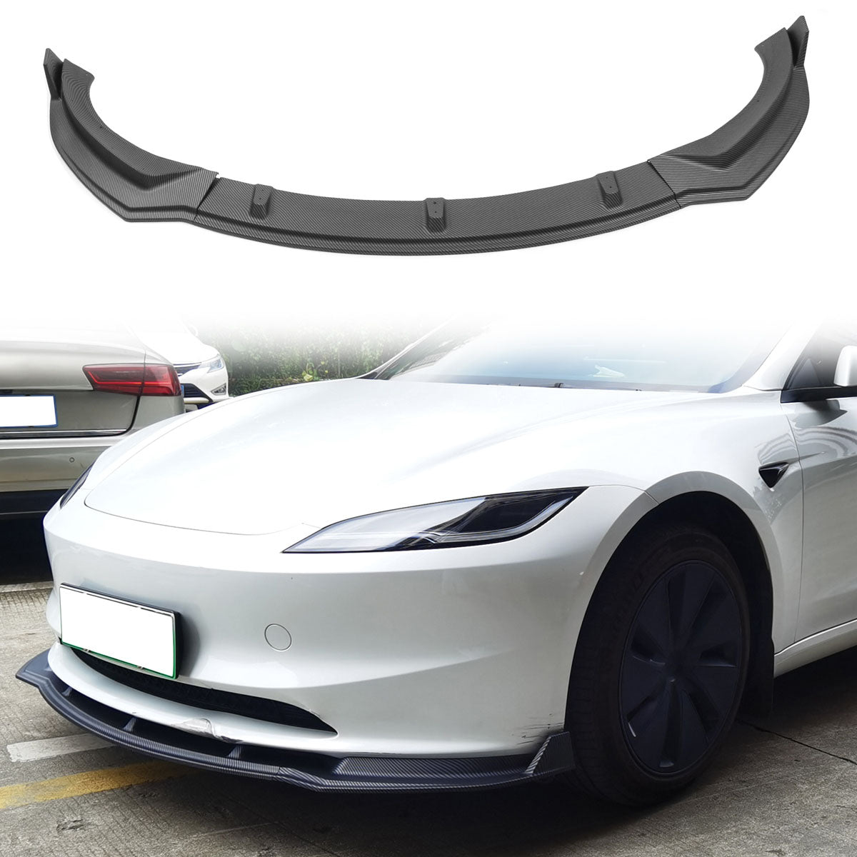 2024-2025 Tesla Model 3 IKON Style 3PC Front Bumper Lip PP