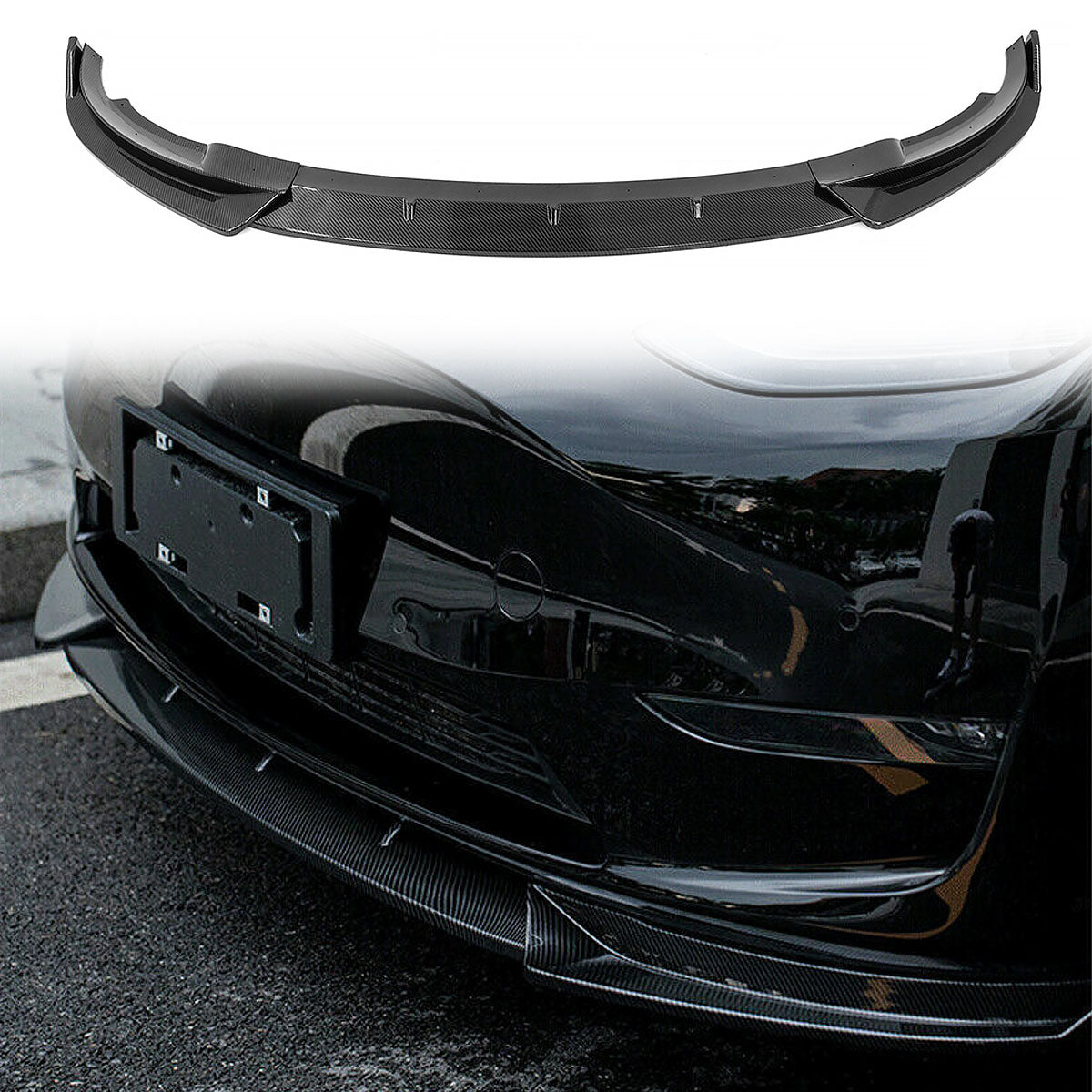 2020-2023 Tesla Y IKON Style Front Bumper Lip PP 3PC