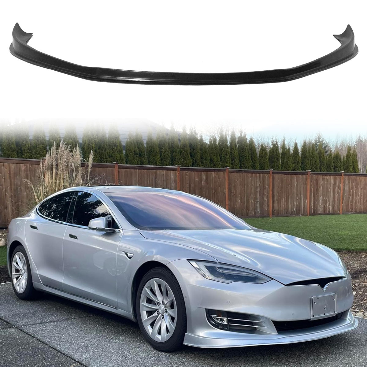 2016-2021 Tesla Model S MDA Style Unpainted Black Front Bumper Lip PU