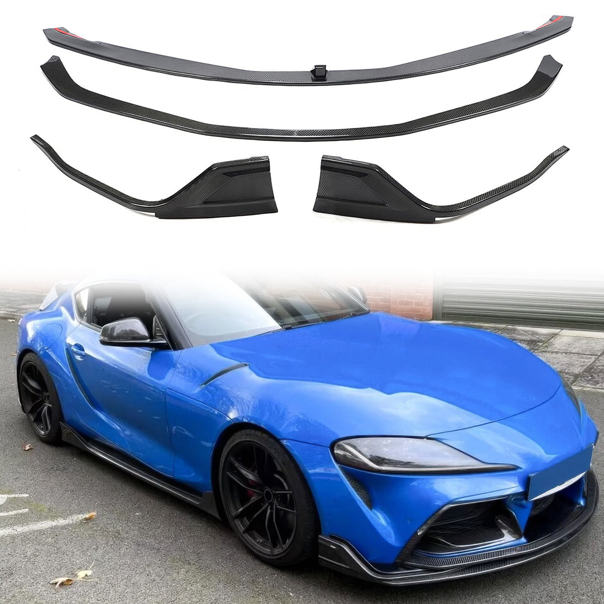 2020-2025 Toyota GR Supra MZ Speed Front Bumper Lip Gloss Carbon Fiber