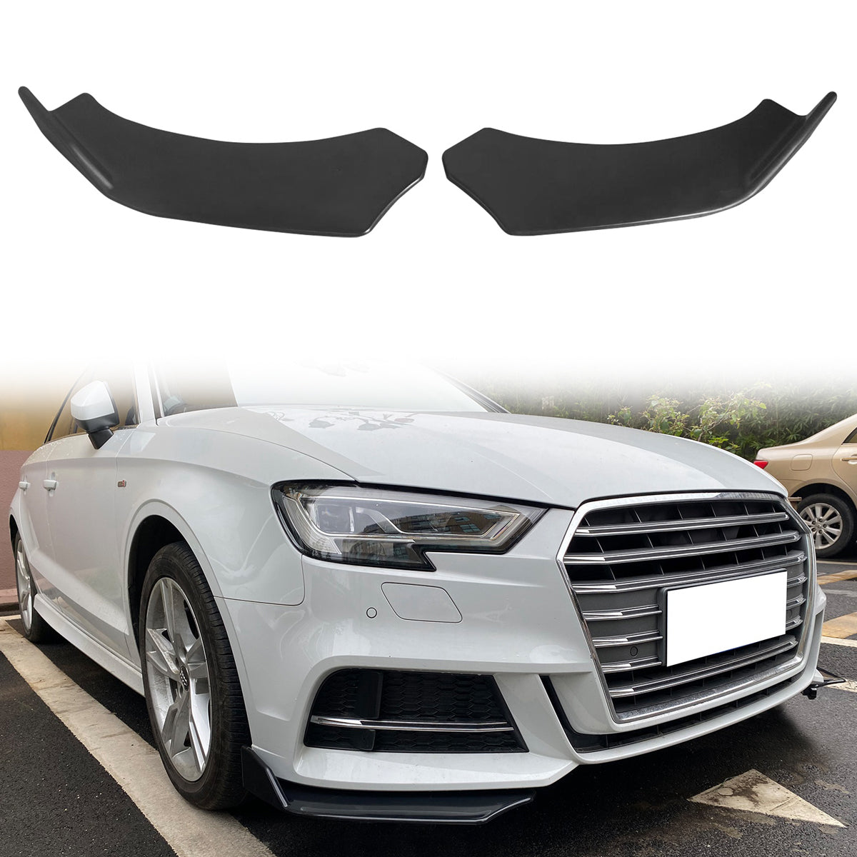 Universal V3 Style Unpainted 2PC Front Bumper Lip Spoiler Splitter PU