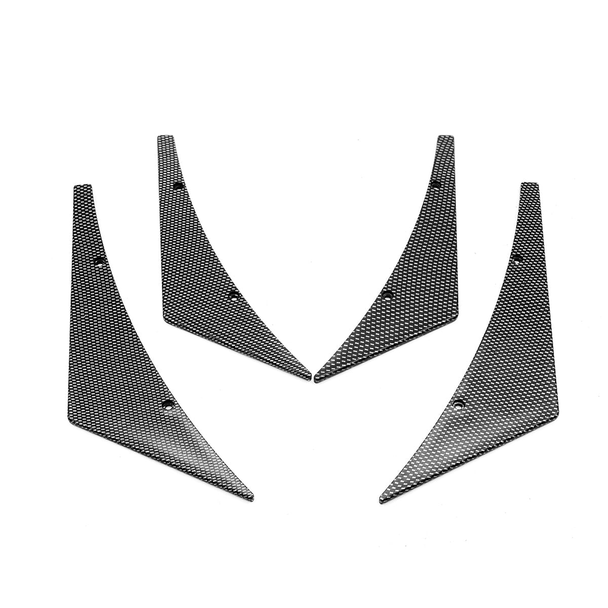 Universal 4PC Carbon Fiber Print Canards PU Front Bumper Lip Splitter