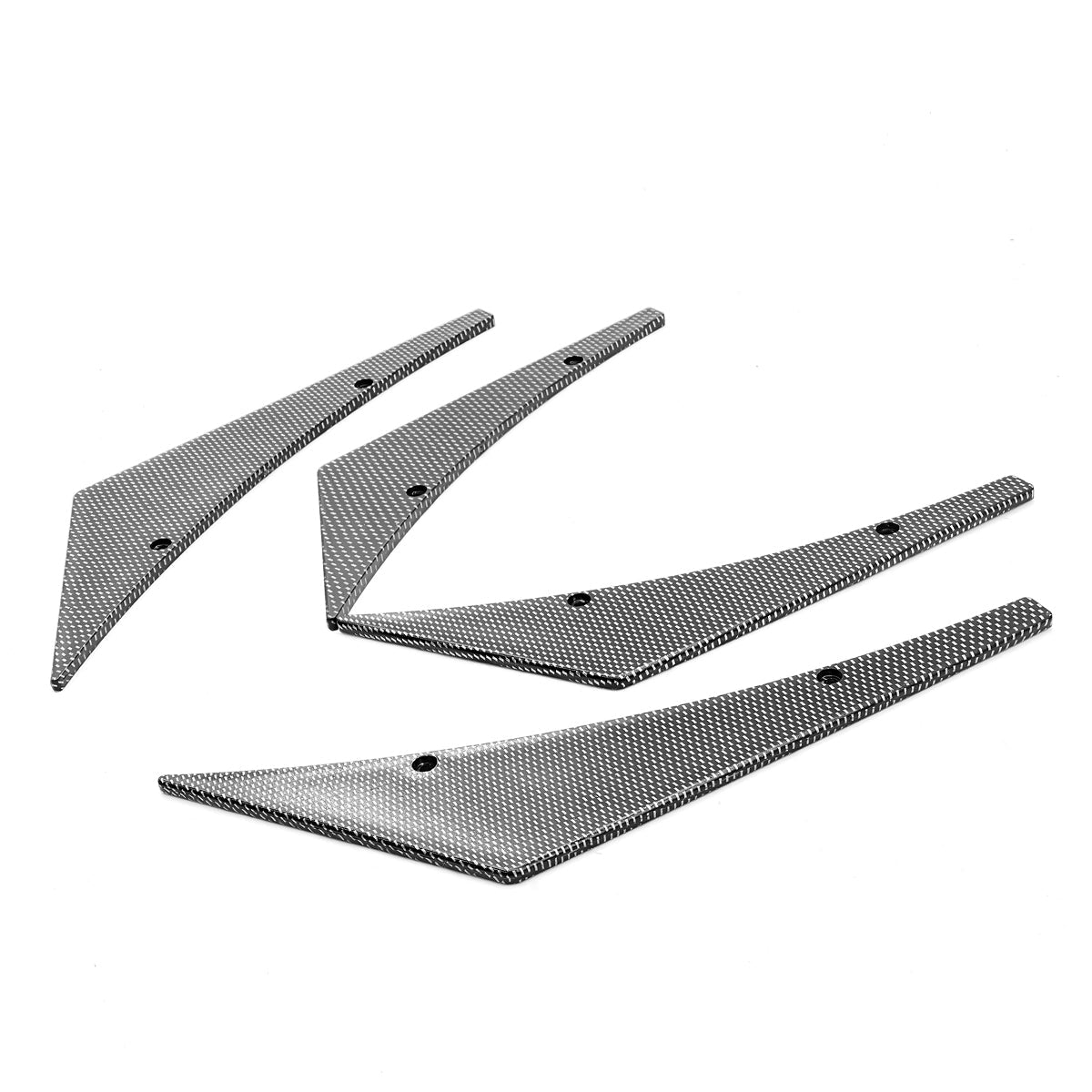 Universal 4PC Carbon Fiber Print Canards PU Front Bumper Lip Splitter