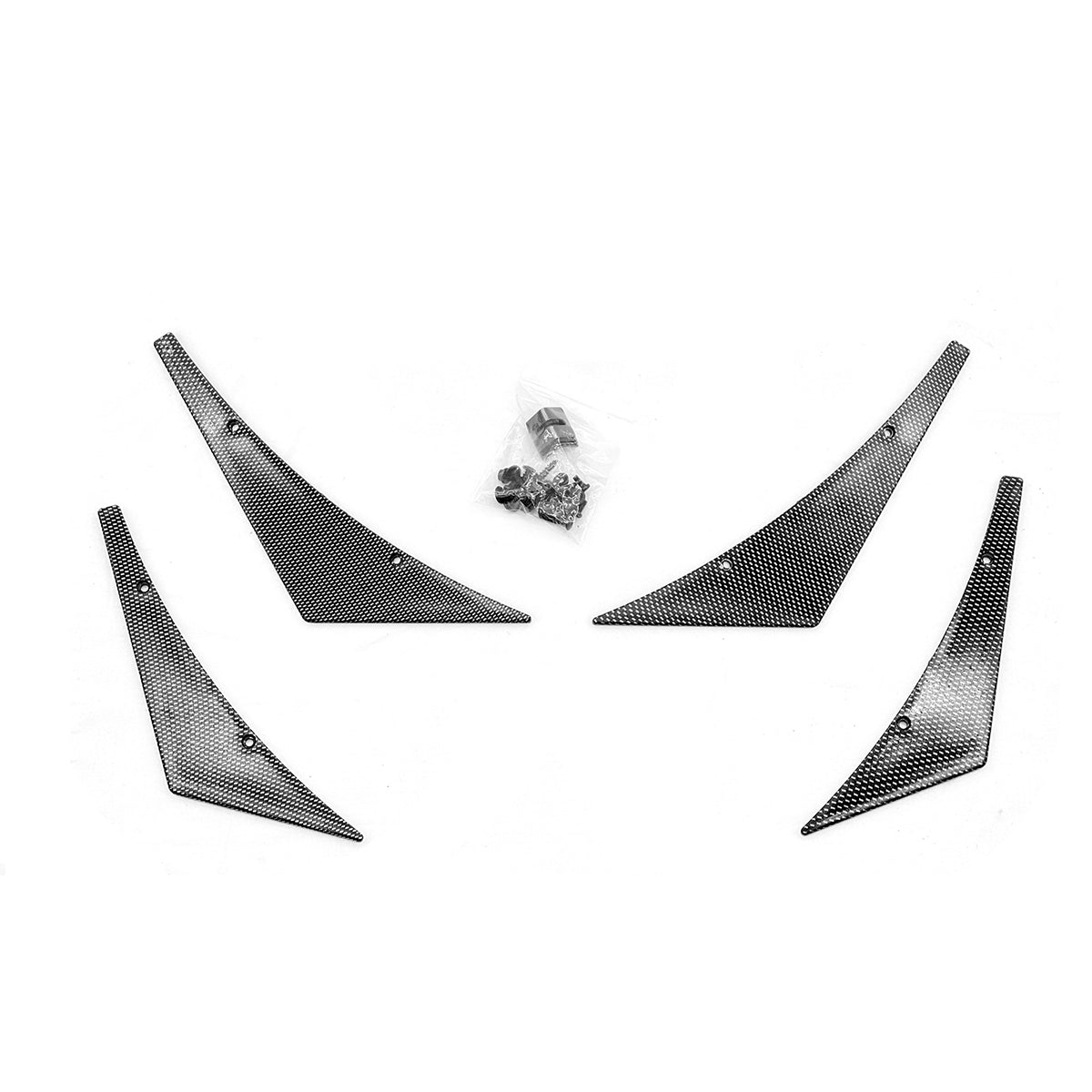 Universal 4PC Carbon Fiber Print Canards PU Front Bumper Lip Splitter