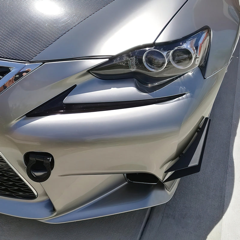 Universal 4PC Carbon Fiber Print Canards PU Front Bumper Lip Splitter